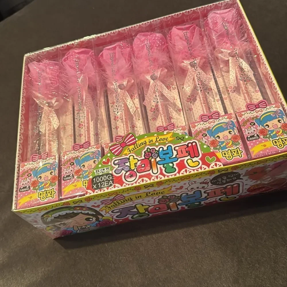 Novelty Pink Rose Birthday Valentines Gift Pens 12 Pack (Individually Boxed) NEW